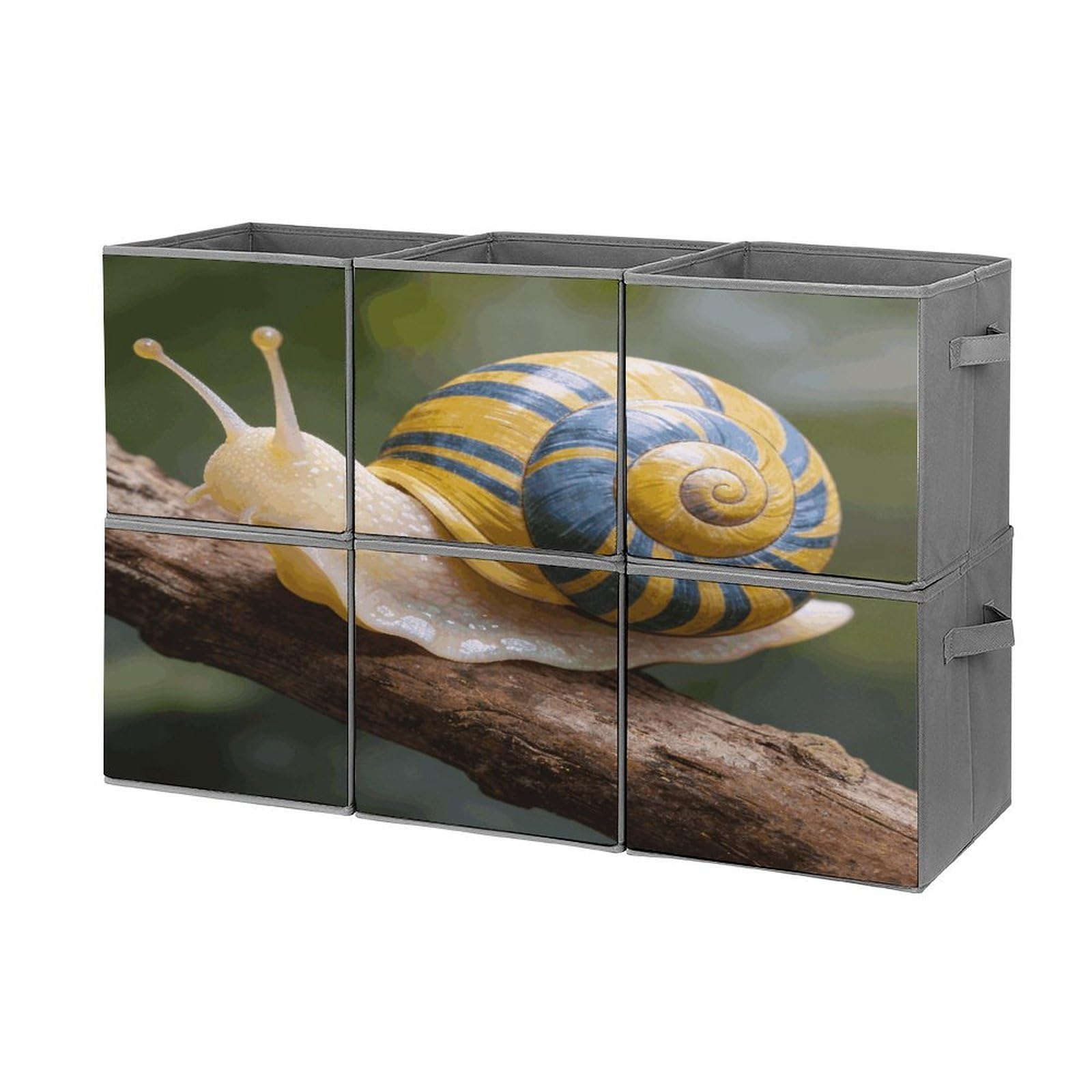 Fodpand Style Snail Cube Bins With Double Handles,Set Of 6 Cube Organizer, Stackable And Foldable Storage Bins For Organization, Closet, Shelves, Offices