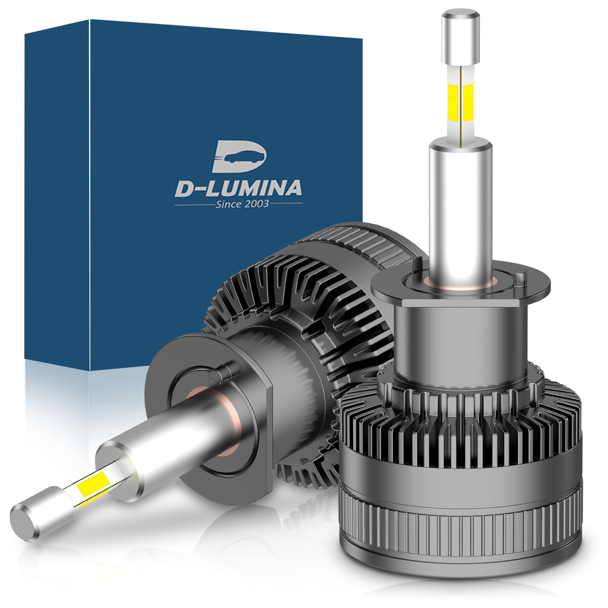 D-Lumina Ampoule H1 LED 360° 120W 20000LM 6500K Kit de Phares Super Lumineux de Remplacement pour Feux de Route et de Croisement Halogènes pour Voiture 12V, 2 pièces
