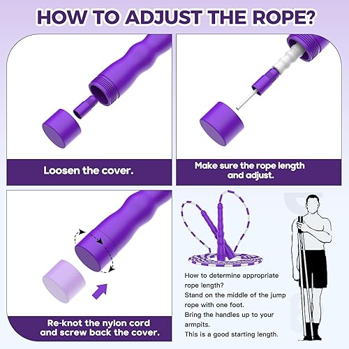 Miniatura 2 de Cuerda de saltar para fitness y ejercicio, jumproe ajustable, cuerdas de salto a granel para niños, niñas, hombres y mujeres, entrenamiento,