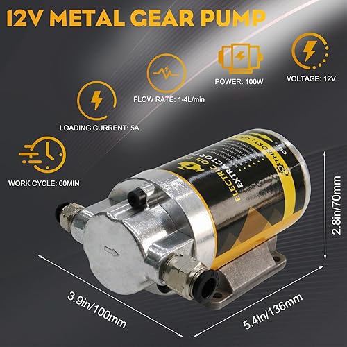 Miniatura 4 de Bomba de aceite de motor, kit de bomba extractora de aceite eléctrica de 12 V 100 W, bomba de aceite de engranajes portátil con tubos, bomba de