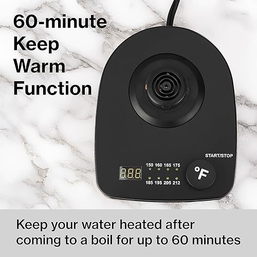 Miniatura 6 de Hervidor Eléctrico de 1.0 L de 1500 W con Pico de Ganso - Interior de Acero Inoxidable - Ebullición Rápida - Apagado Automático, Protección Contra