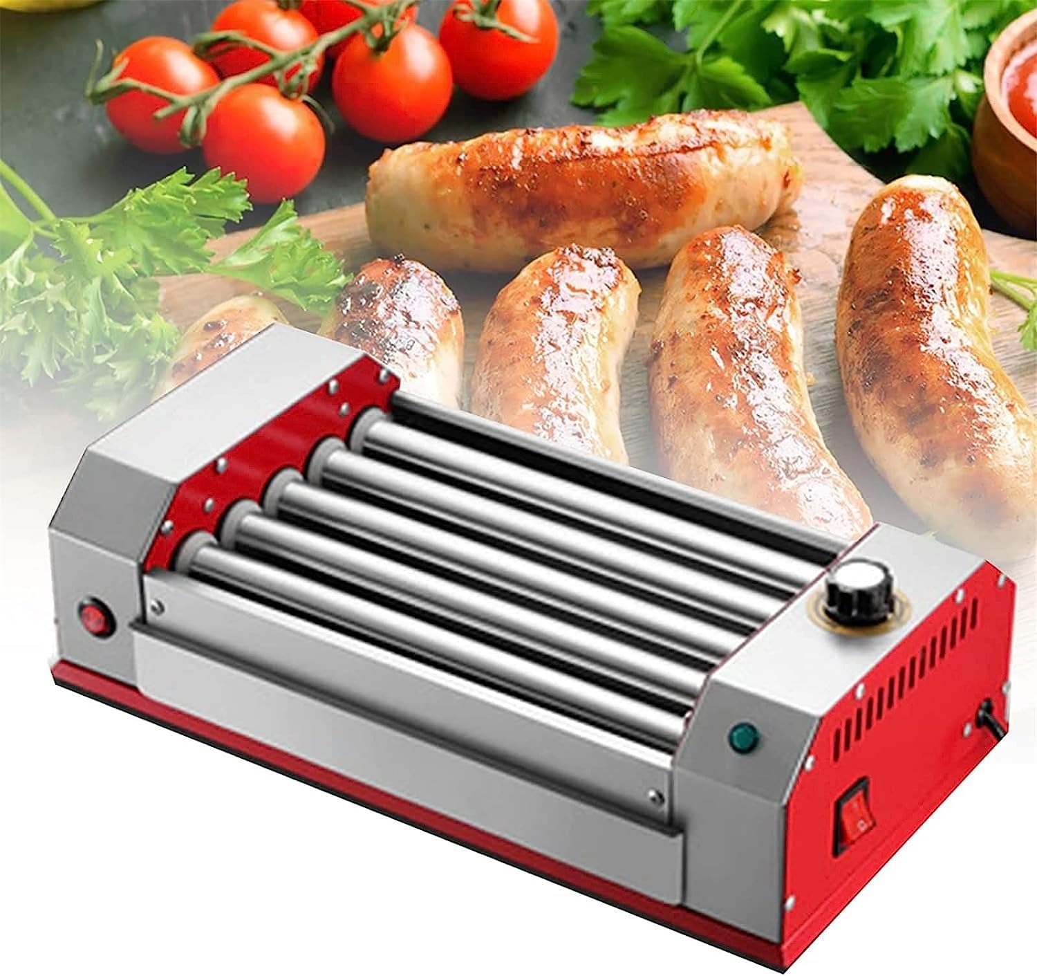 ERoomQ Hot Dog Roller Machine,Ham Roller Grill Machine,Sausage Grill Cooker Machine for Adults,Desktop Sausage Roller Grill (5tubes)