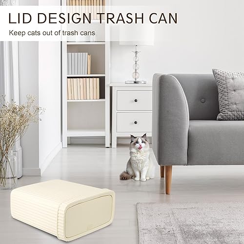 Miniatura 10 de UUJOLY Cubo de basura pequeño para baño con tapa, papelera delgada de plástico, cesta de basura para cocina, lavandería, oficina, habitación de los