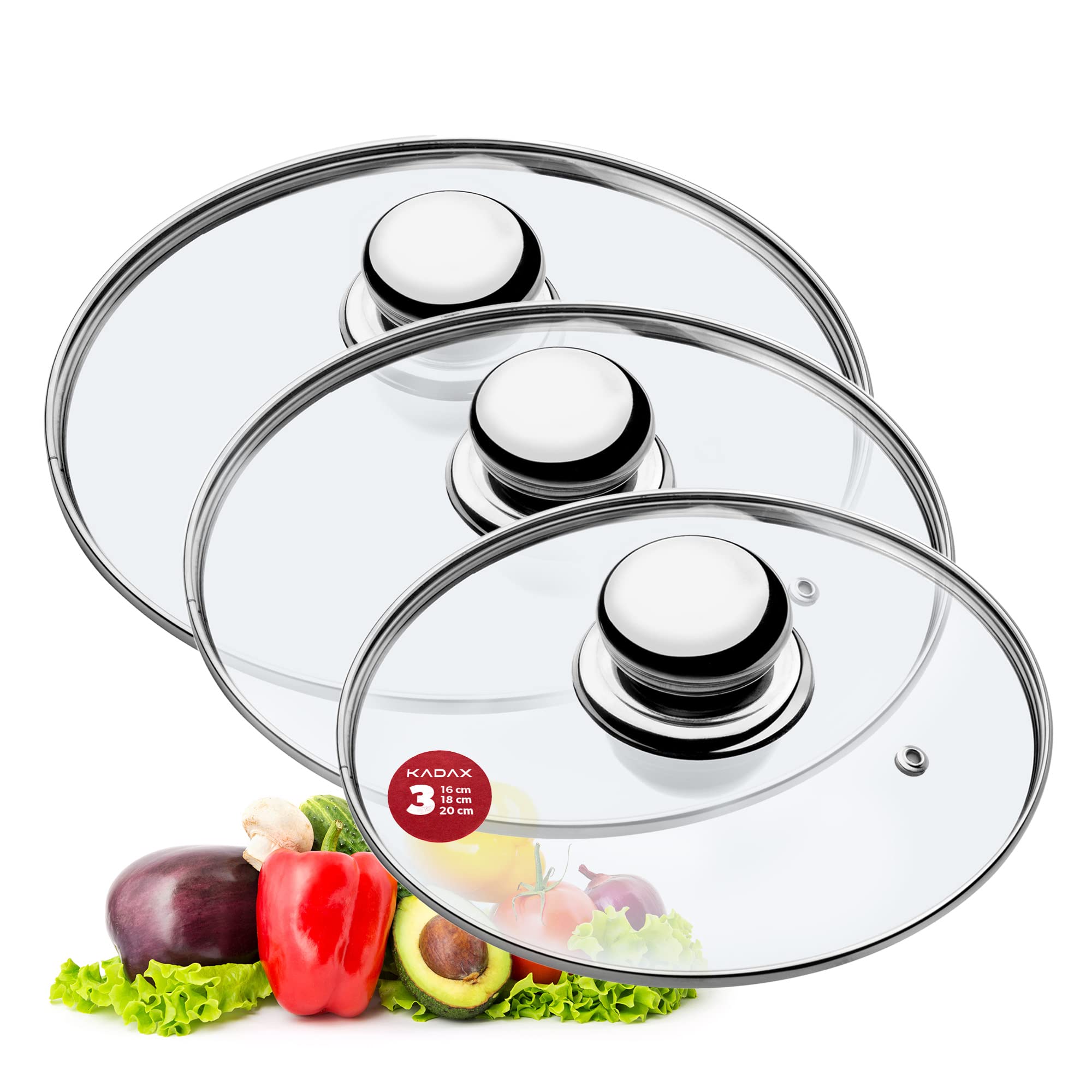 KADAX Lot de couvercles de casserole universels en verre