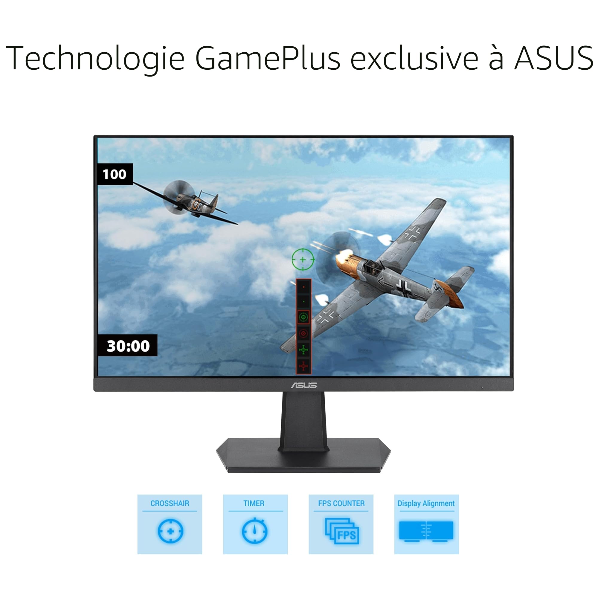 ASUS VA24EHF – Moniteur Gaming Eye Care 24' (23,8' Visibles) Full HD (1920 x 1080), IPS, sans, 100 Hz, Adaptive-Sync, 1ms MPRT, HDMI, Faible lumière Bleue, Anti-Scintillement,Murale