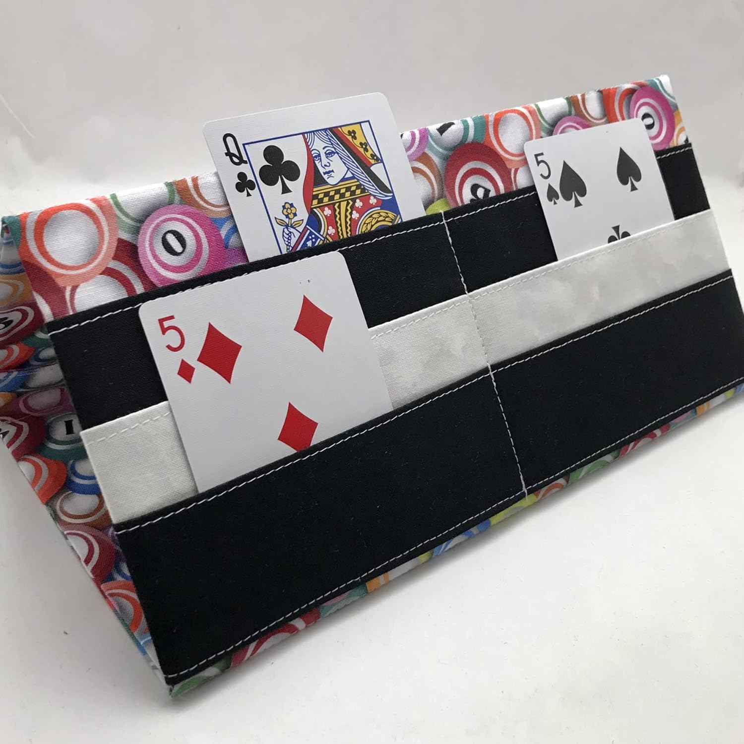 Bingo Balls Print Folding Bingo Tab Holder, Playing Card Holder, Playing Card Caddy