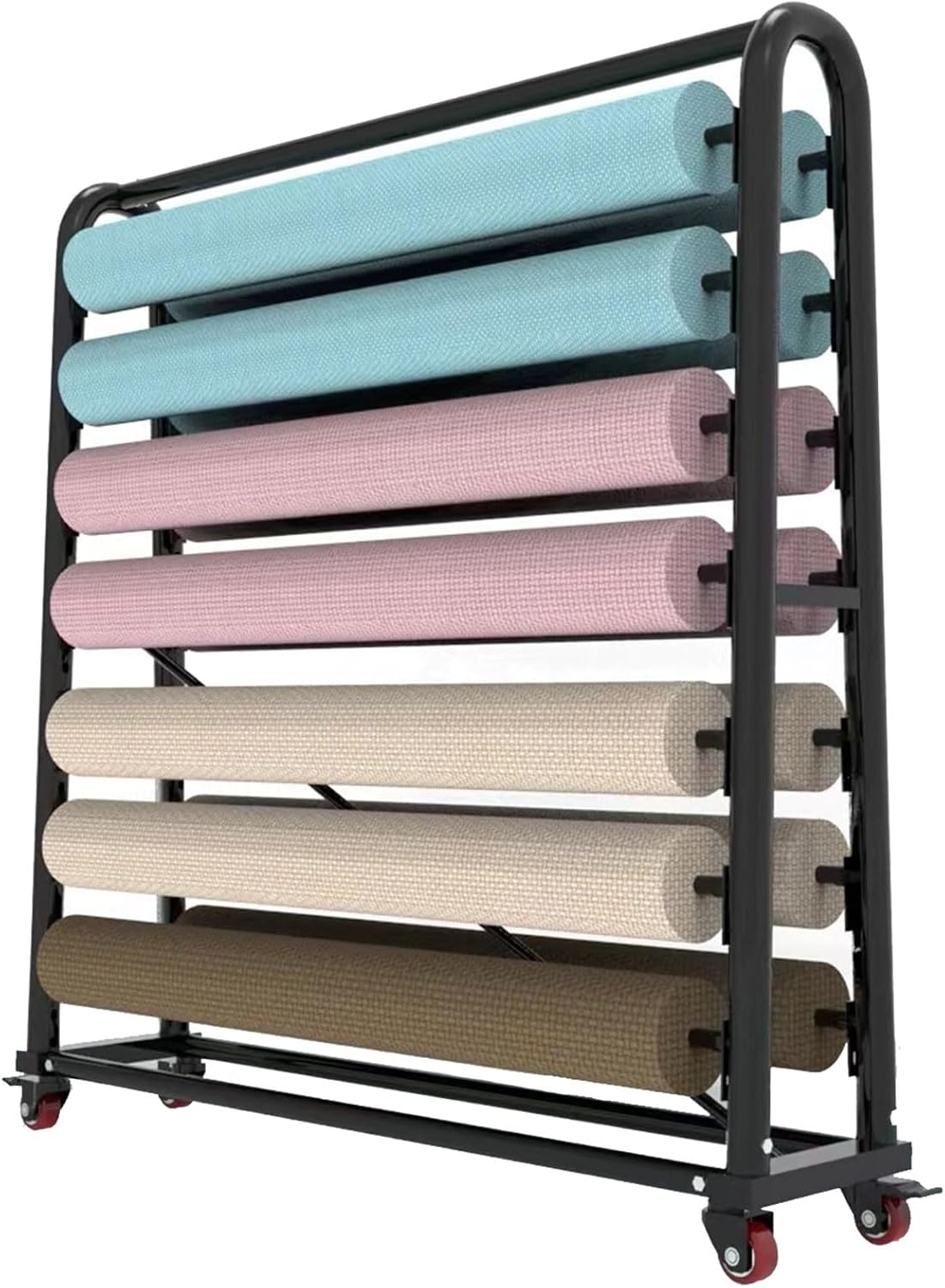 Commercial Fabric Roll Storage Rack, Rack with Adjustable Hanging Rod, Movable Heavy Duty Steel Organiser Holder, Suitable For Display Of Various Coil Products(170 * 125cm/67 * 49.2in)