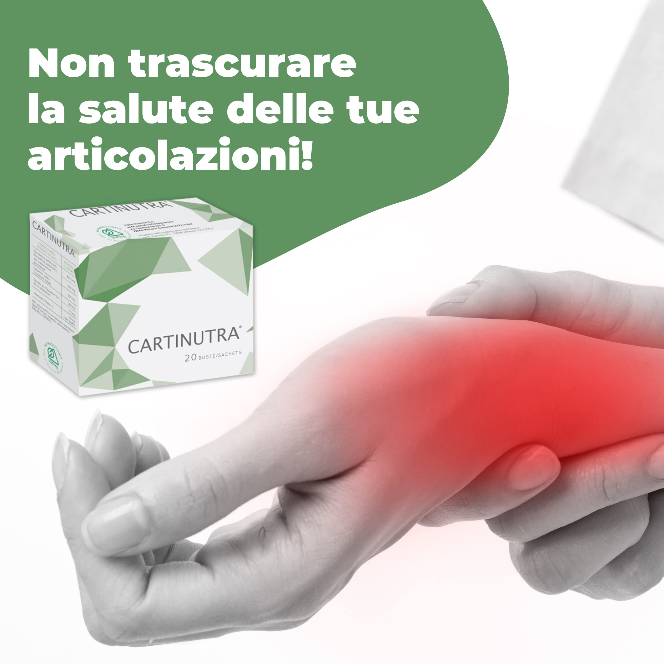 CARTINUTRA® Integratore Articolazioni e cartilagini con Glucosamina e Condroitin Solfato, Silicio Organico e Vitamina C ● Senza Glutine e naturalmente senza Lattosio ● 20 Bustine Gusto Tropical