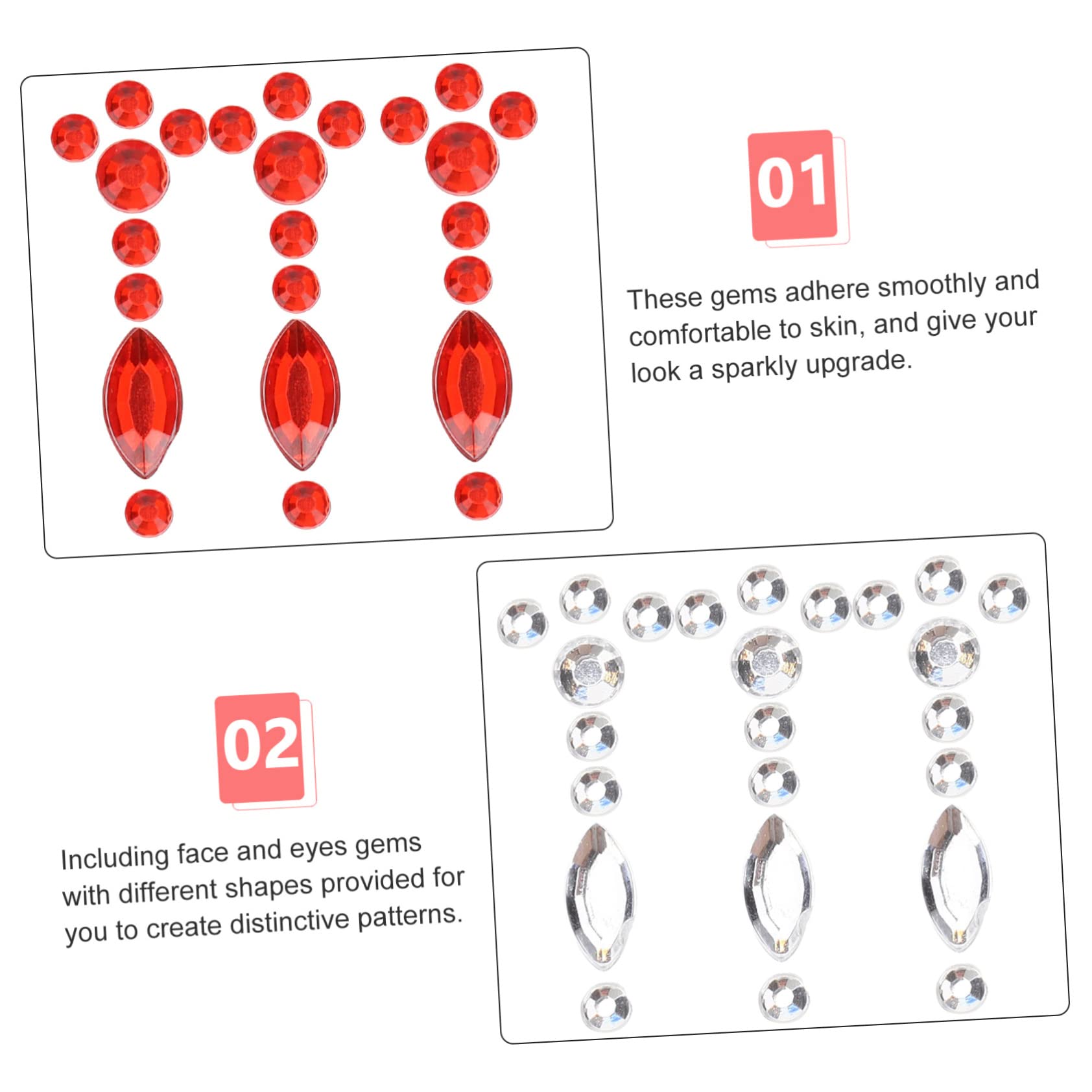 FOMIYES Juego de 4 Pegatinas de Gemas Faciales para Maquillaje de Imitación para Mujer para Ojos 7 Hojas X 4