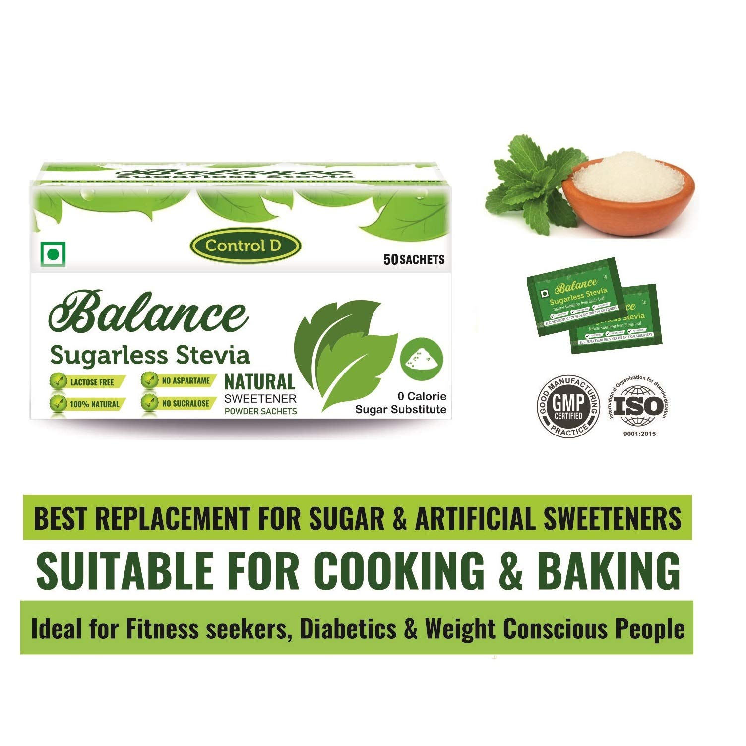 Control D Balance Sweetener Stevia, 50 Sachets