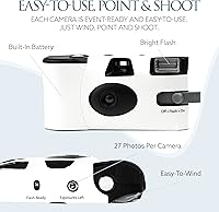 Vista 4 de H&H Photo Supply White Disposable Cameras for Wedding (12 Pack) – Deluxe Disposable Camera Bulk Set Perfect for Weddings! – Includes Carrying Tote &