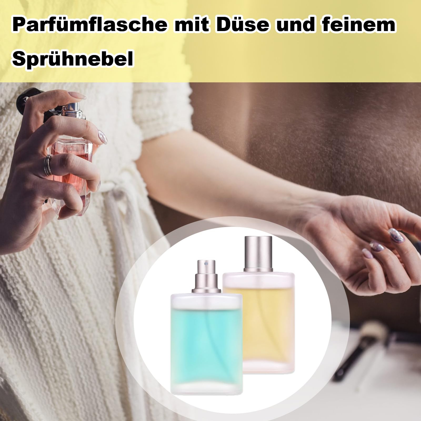 KU Spruzzino Nebulizzatore 6 x 20ml, Mini Flaconi Portaprofumo da Viaggio Ricaricabili con Nebulizzazione Fine – Flacone Spray Vuoto Trasparenti per Acqua, Alcool e Profumo