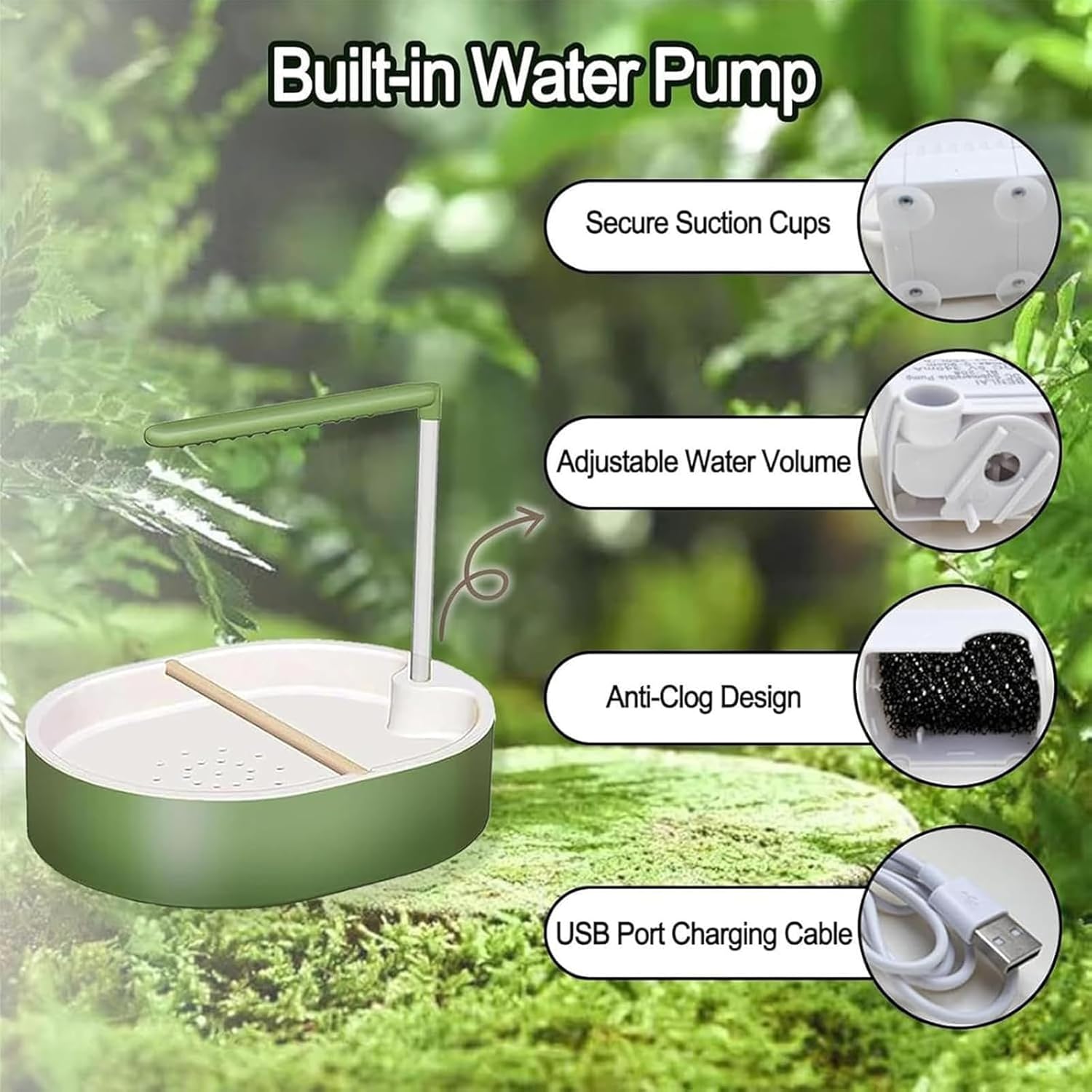 Automatic Bird Bath for Cage Indoor Parrot Bath with Shower Water, Large Size, USB Powered, Built-in Pump, Running Water Fountain, Bird Bath Indoor (White)