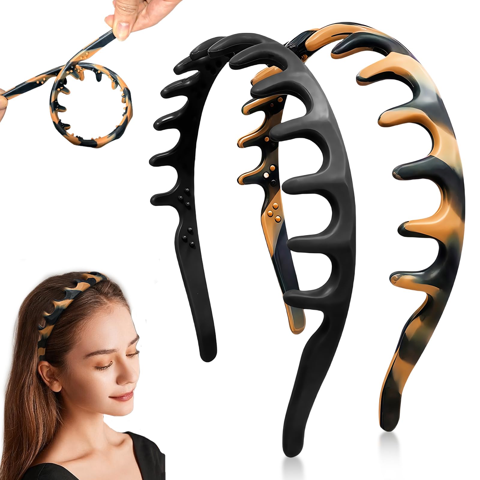 Photo 1 of ****** just 1***** ROISDIYI Silicone Headbands for Women Non Slip Comb Headband with Teeth Non-Crackable Hair bands for Women's Hair Fashion Accessories
