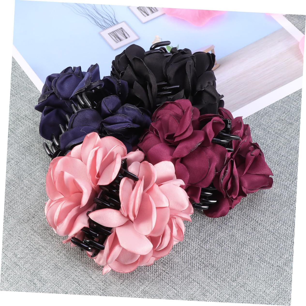 Housoutil 8piezas Pinzas De Pelo De Diseño Para Mujeres Horquillas Atractivas Rojo Negro y Adecuadas Para Bodas Especiales