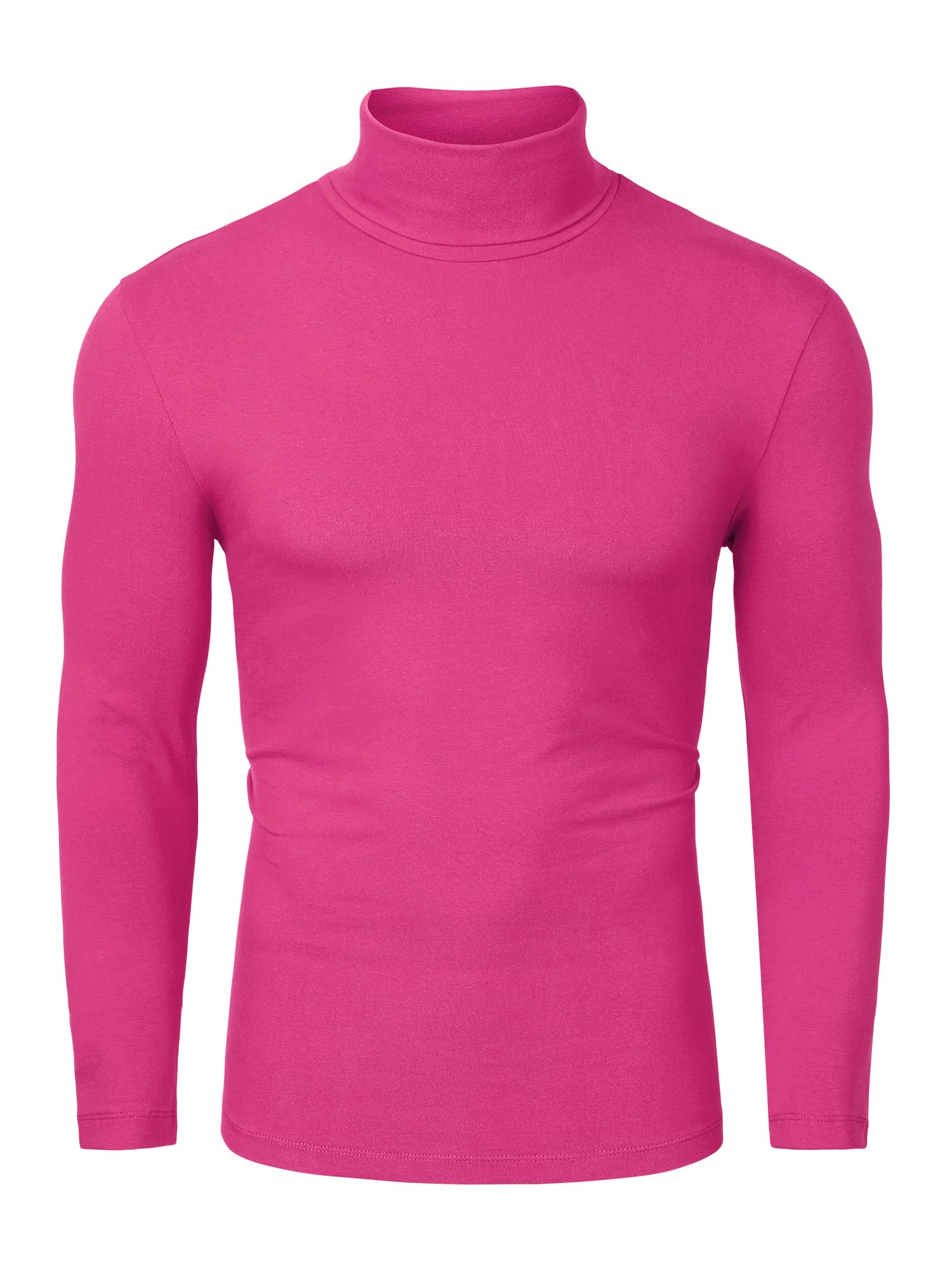 uxcell Camiseta de Cuello Alto para Hombre, Ajuste Delgado, Manga Larga, Cuello Alto, Rosado Oscuro, 42