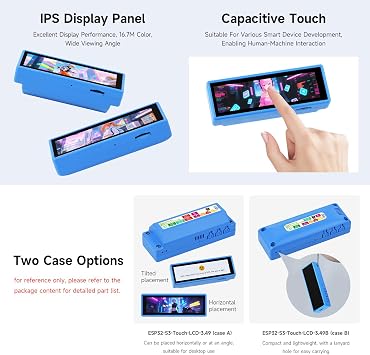 Waveshare ESP32-S3-Touch-LCD-3.49B, ESP32-S3 High-Performance Development Board With 3.49 IPS Capacitive Touch Display, 172x640Pixel, With ESP32-S3R8 Dual-Core Processor, Case B version without batt