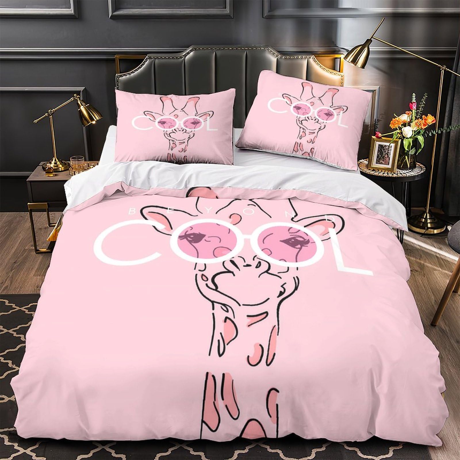 MMDASBVPE Giraffe with Glasses Quilt Cover 3D Print Extra Soft 3PCs Bed Linen Hidden Zipper Comforter Cover Premium Wrinkle-Resistant for Adults Teens Women Kids Girls Boys Single（140x200cm）