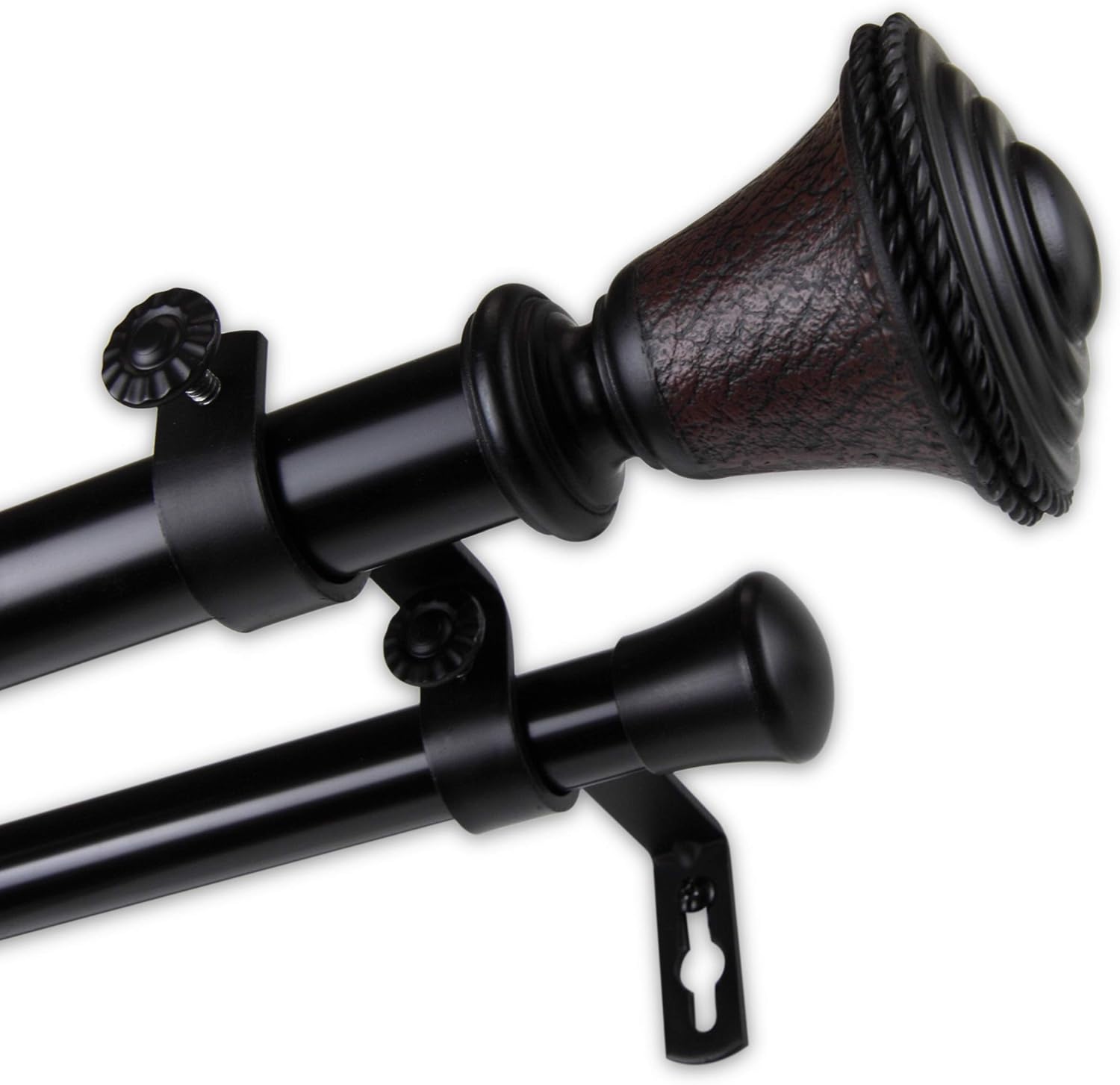 Berline 1" Double Curtain Rod 28-48 inch - Black