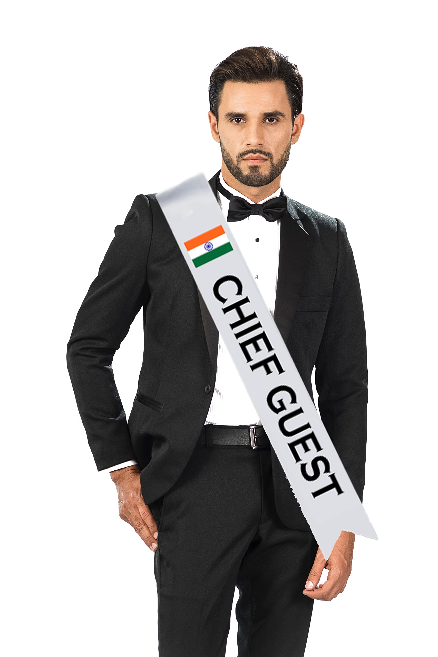 URBAN PENDU Mr.India Text Printed Sash (White) (4 * 72 INCHES)