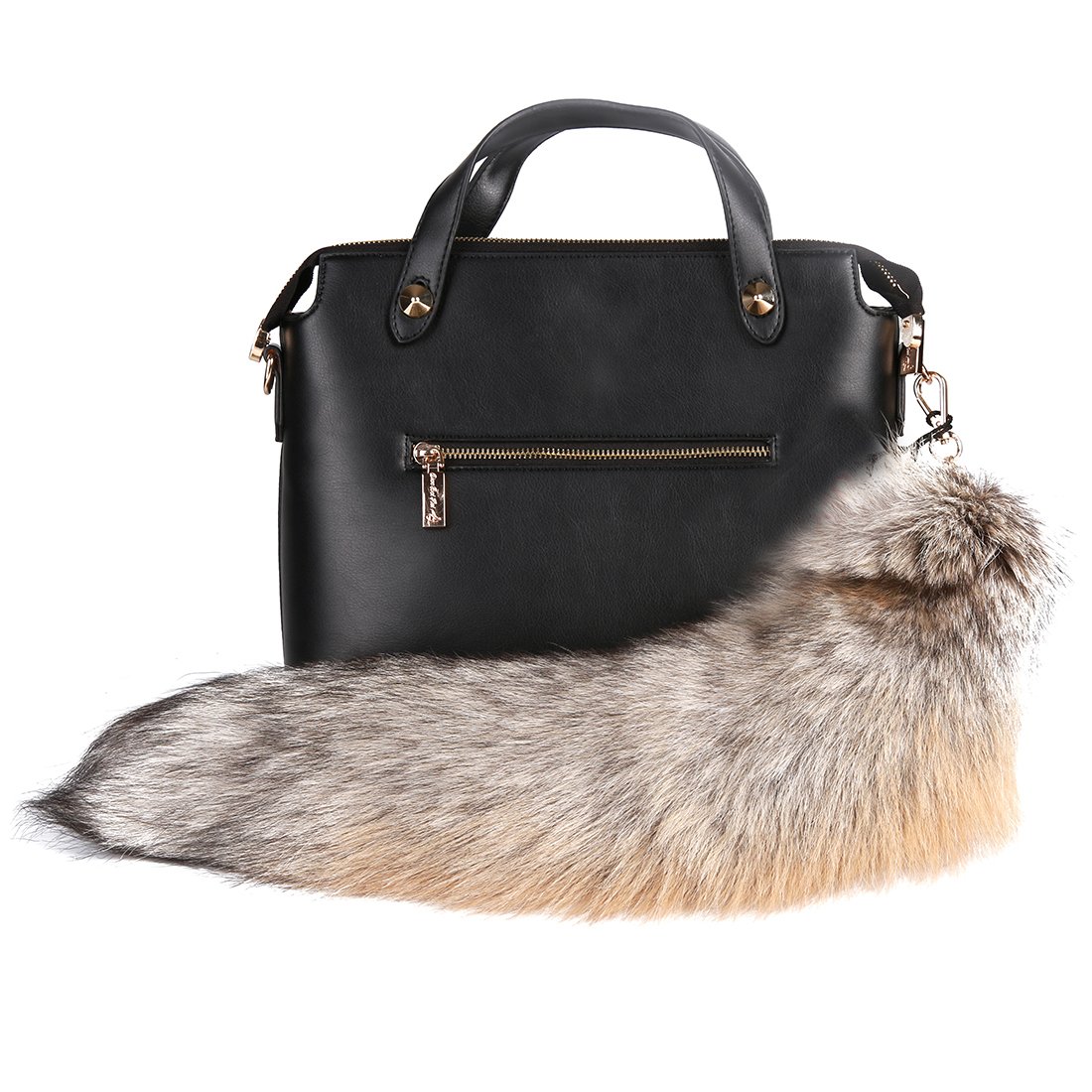 URSFUR Huge Fluffy Golden Island Fox Tail Key Chain Fur Cosplay Toy Accessory