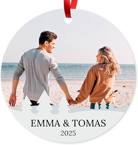 Miniatura 70 de Adorno de Navidad personalizado, foto personalizada con imagen y nombre, decoración del árbol de Navidad, bolsa de terciopelo incluida, adorno