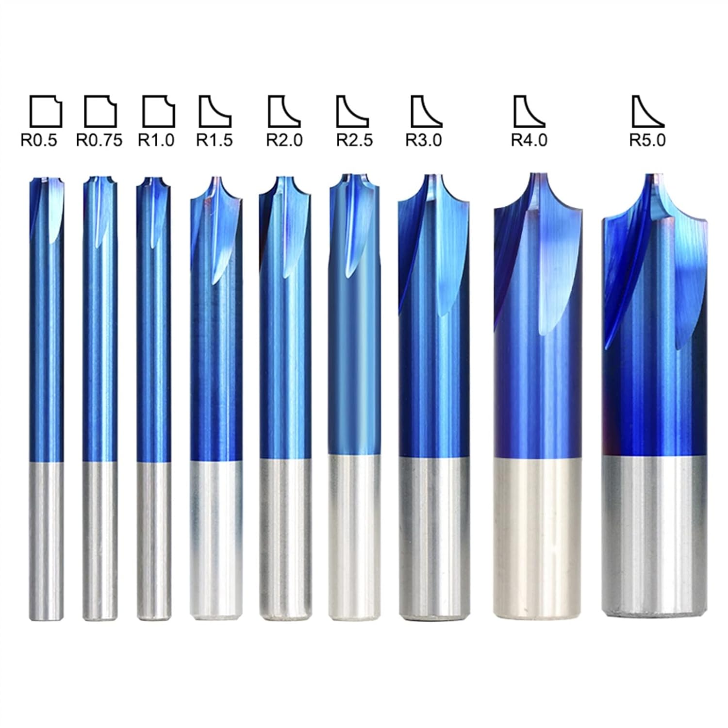 Carbide End R0.5-R5.0 Blue Coated Corner Rounding End Radius Bit for Machine 1Pcs (Size : R2.5xD6x50L)