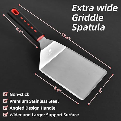 Miniatura 4 de Kit de accesorios para plancha, juego de herramientas de parrilla de 30 piezas, juego de espátula profesional para parrilla con cubierta de