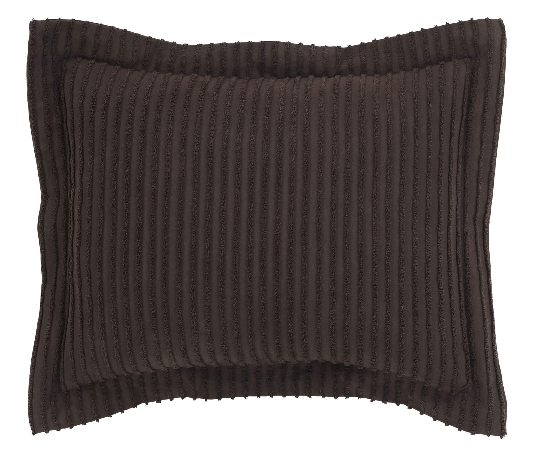 Better Trends Jullian Collection is Super Soft and Light Weight in Bold Stripes Design 100% Cotton Tufted Unique Luxurious Machine Washable Tumble Dry, Standard Sham, Chocolate