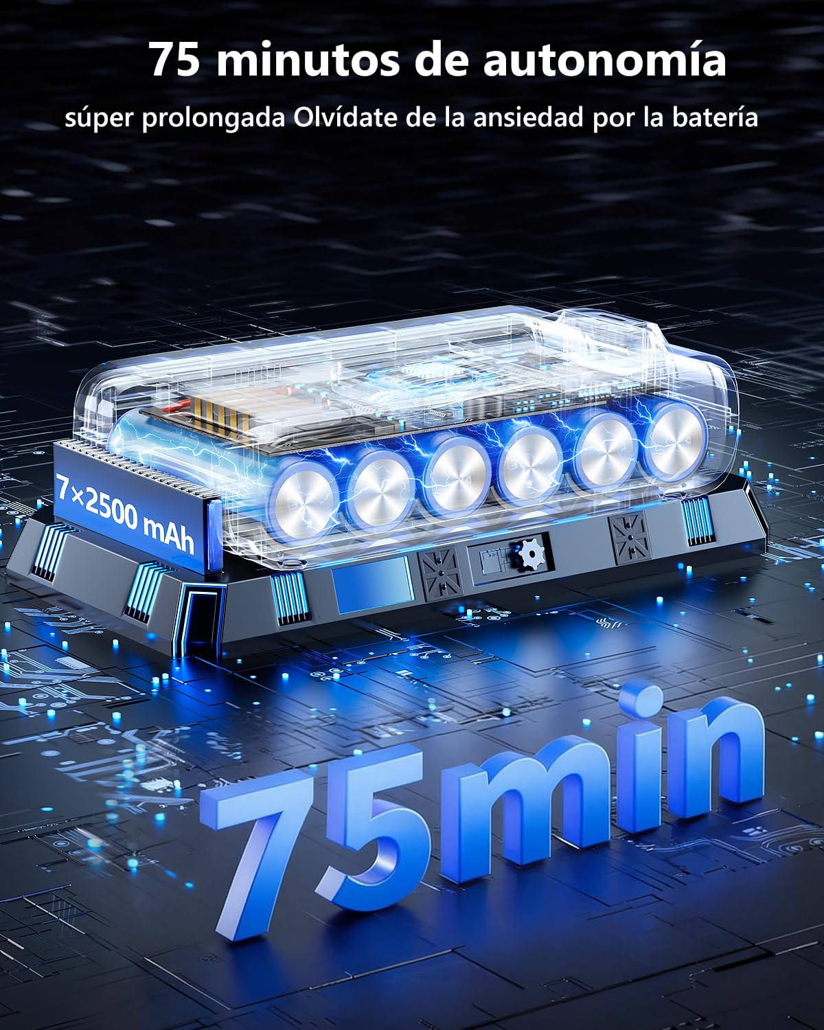 60KPa/600W Aspiradora sin Cable, Aspiradora Fregadora Sin Cable Potente hasta 75Mins, con Carga de Pared Smart Screen, Cepillo Antienredos, Alfombra Pelo Mascota Suelo Sofá