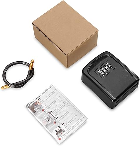 Miniatura 8 de AMIR Caja de bloqueo de llaves, caja de seguridad para llaves con grillete extraíble, caja de bloqueo de combinación de 4 dígitos impermeable,