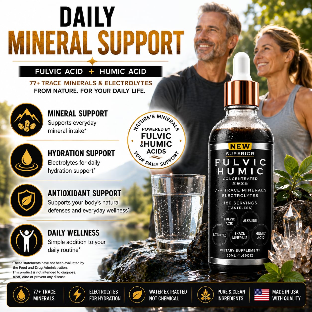 Fulvic Humic Mineral Blend Drops – 77+ Trace Minerals & Electrolytes — Amazon image 4