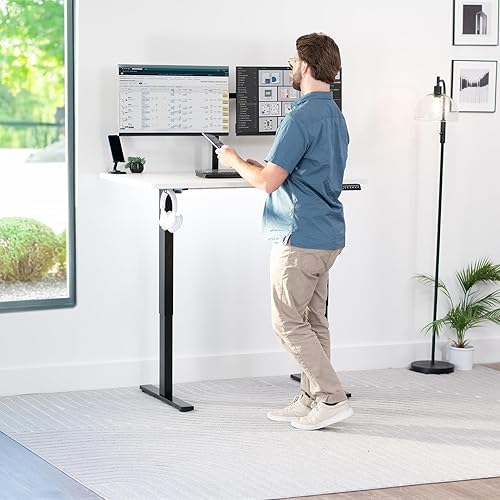 Vista 73 de VIVO DESK-TOP60G - Mesa universal de una pieza de 60 x 24 pulgadas, color gris oscuro, para marcos de escritorio estándar y sentados a pie, altura