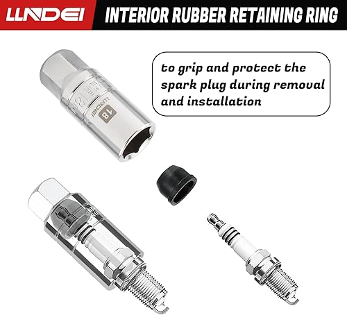 Miniatura 5 de LLNDEI Juego de enchufes de bujía de 38 pulgadas SAE y métricos, alta visibilidad de 6 puntos de acero CR-V, enchufes pulidos de espejo con anillos