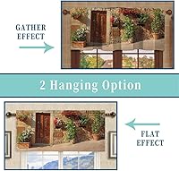 Vista 47 de Cortina cenefa, patrón japonés floral, cortinas de cocina, con bolsillo para cortina, cenefa de tratamiento para ventana de baño, 42 x 18 pulgadas