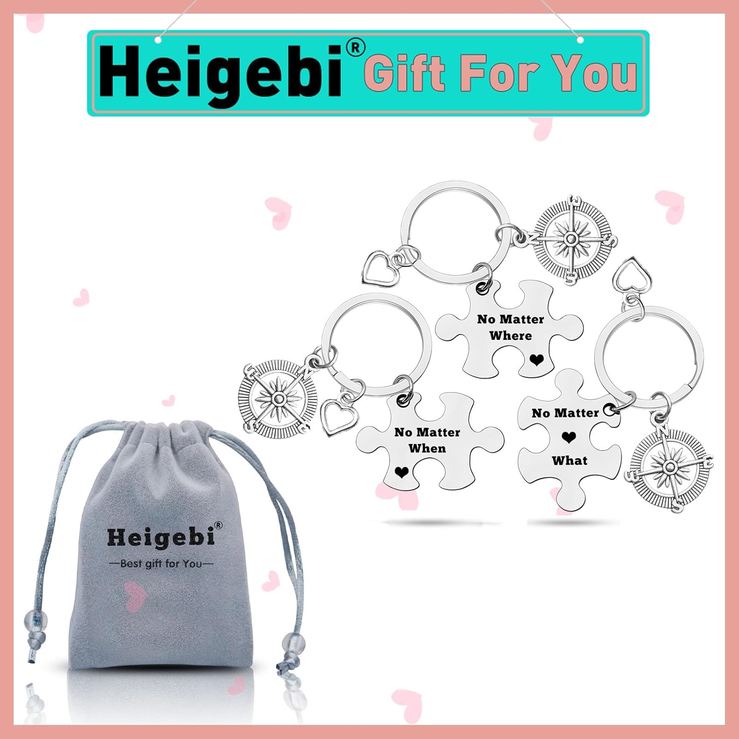 Best Friend Keychain for Sister Long Distance Friendship Gifts for Women Friend Bestie Best Friends Keychain Set of 3 Graduation Gifts for Friends Teens Christmas Birthday Gift Friendship Keychain - Image 2