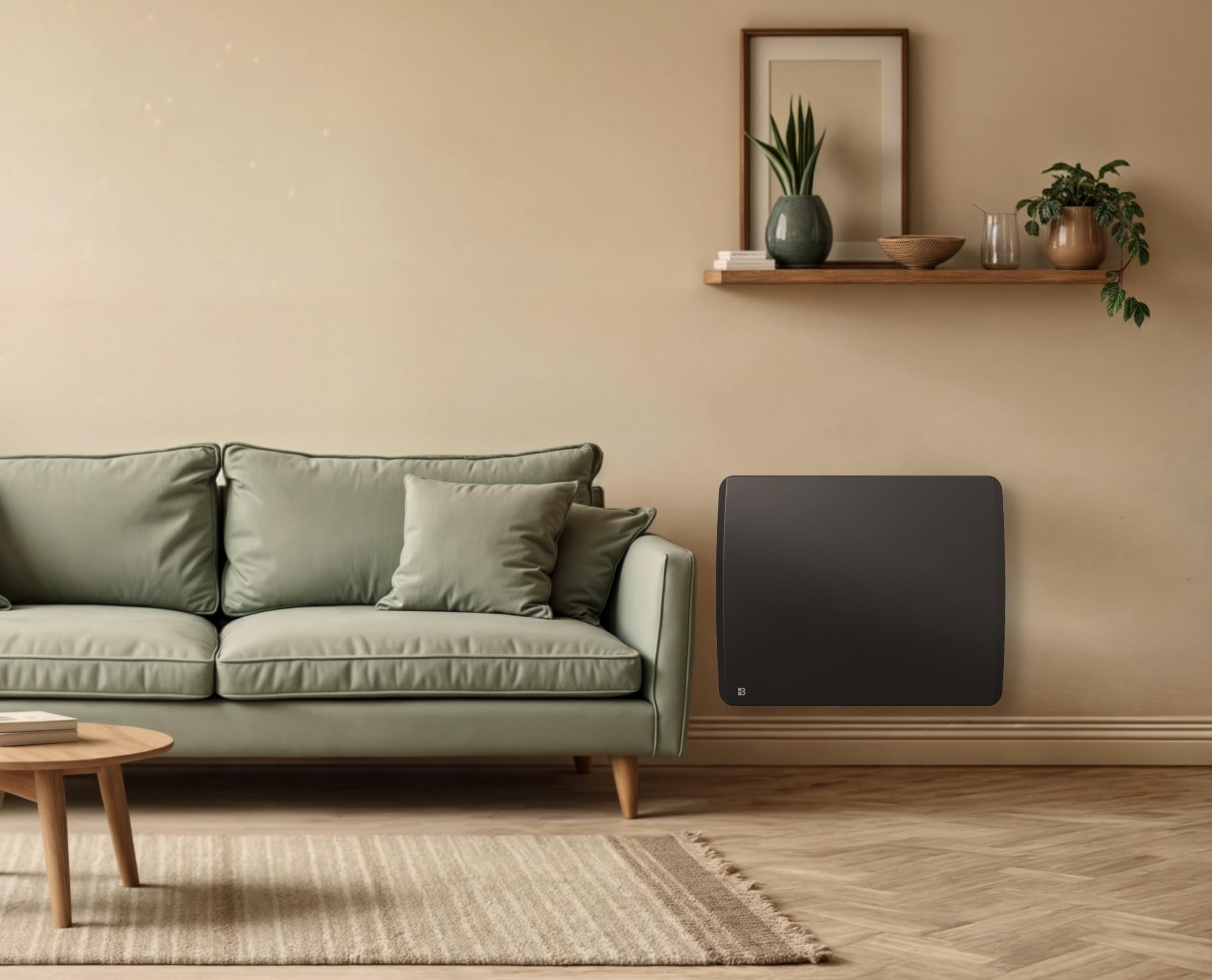 BESTHERM - Radiador eléctrico fijo de inercia seco cerámico 1000 W Bestherm ARIA horizontal negro