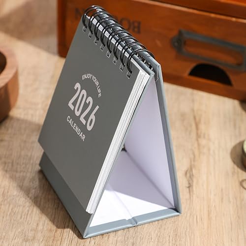 Miniatura 12 de Mini calendario de escritorio 2025-2026 – Úselo ahora hasta diciembre de 2026, calendario de escritorio pequeño, mini calendario diario, papel rosado