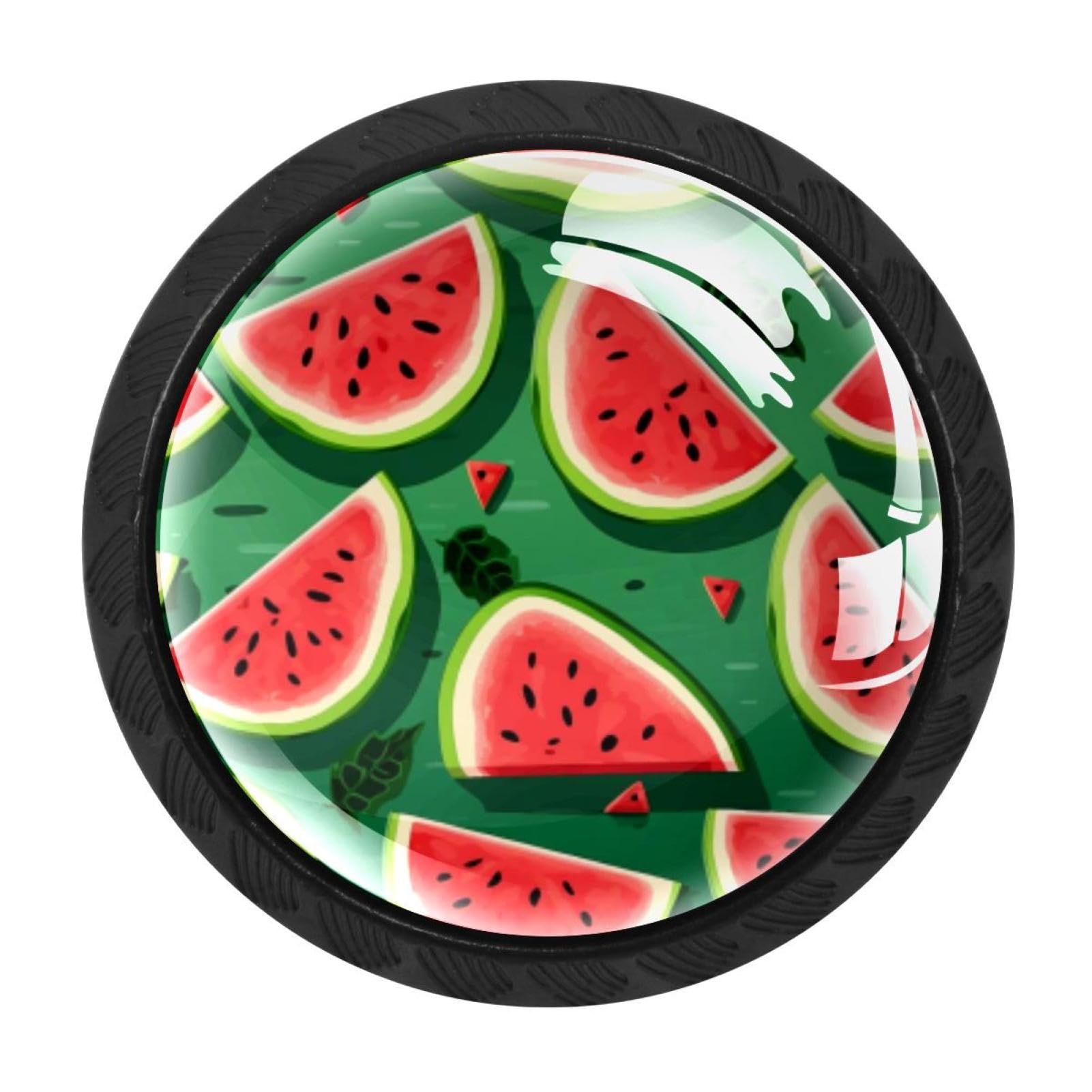 CHENZZZZ 4 Pack Watermelon Dresser Drawer Cabinet Knobs Round Crystal Glass Knobs Pulls Handles for Kitchen Wardrobe Cupboard Door Hardware