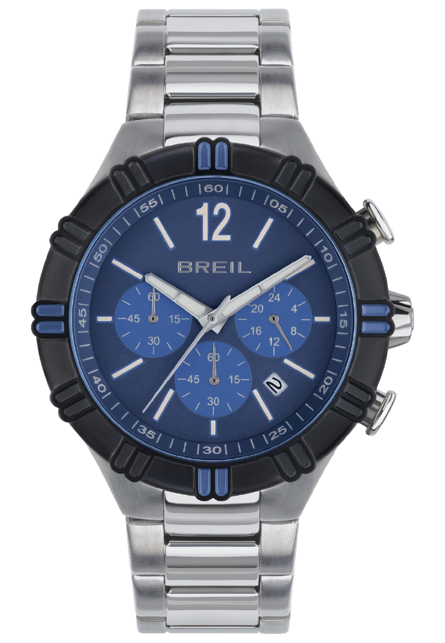 Breil - B Rise Steel Watch for Men, Silver-Blue, One Size, Bracelet