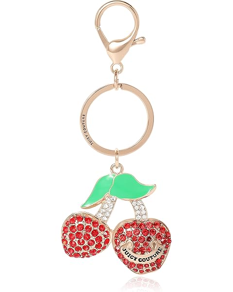 Juicy Couture Cute Key Chains for Women, Gold-Tone Logo Keychain with Clear Crystals, Juicy Gifts