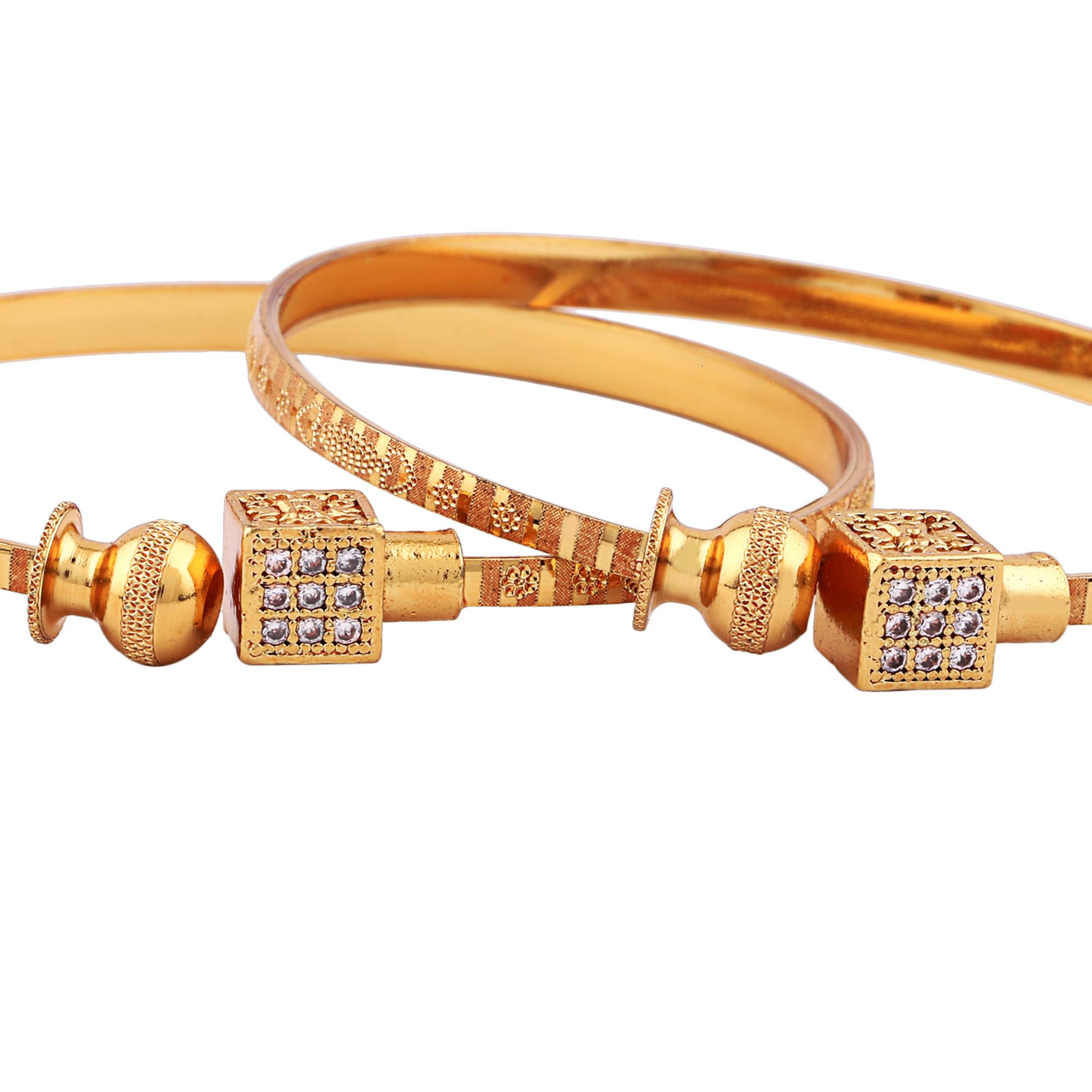Set Of 2 Traditional 18k Plated Bracelets