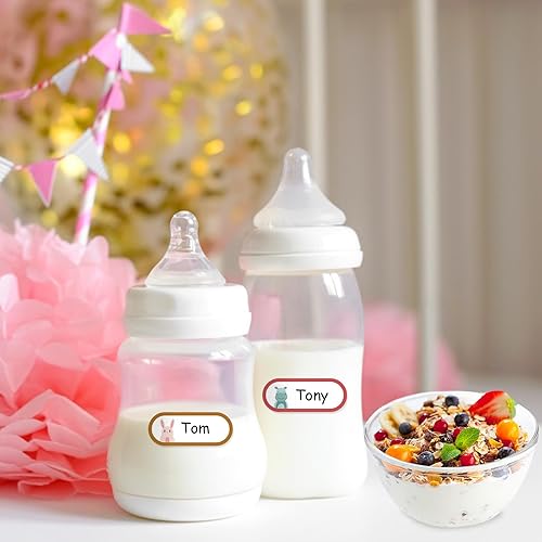 Miniatura 6 de 480 piezas de etiquetas para biberones para guardería, etiquetas de nombre impermeables autolaminadas, etiquetas de nombre escolares para escribir