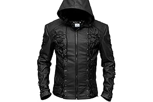 Men's Stephen Amell Green Arrow Black Faux Leather Jacket