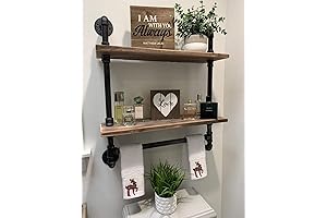 Industrial Pipe Shelf: Rustic Wall-Mounted Storage for Bathrooms