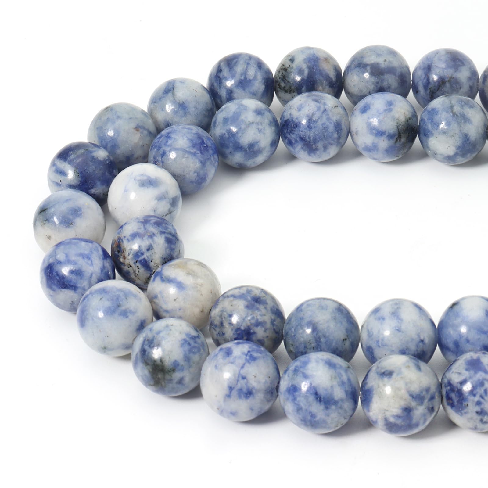 60pcs 6mm Natural New Blue Sodalite Gemstone Beads Energy Healing Crystal Round Loose Stone Beads for Jewelry Making, DIY Bracelets Necklaces