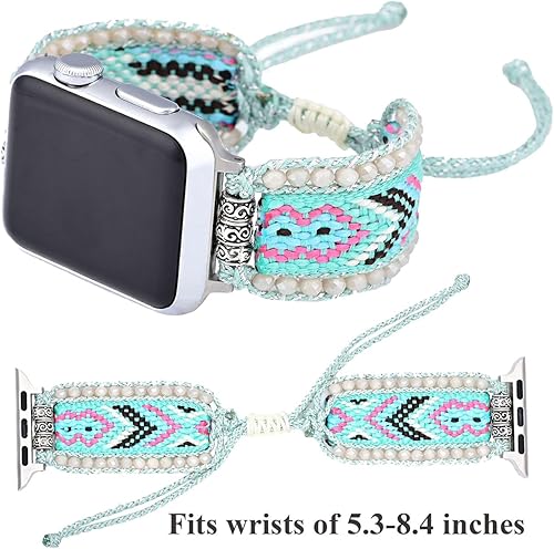 Miniatura 4 de Pulseras trenzadas bohemias compatibles con Apple Watch Band de 1.614 in 1.575 in 1.496 in 1.654 in 1.732 in 1.772 in 1.929 in, correa ajustable