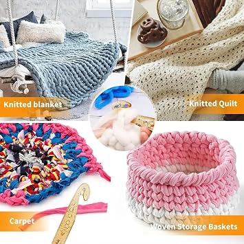 Crochet Hooks Set - 5Pcs Knitting Needles(12/15/18/20/25mm) - Large Crochet Kits for Beginners & Adults - Fits DIY Craft Weave Blanket/Shawl/Scarves/Thick Wool