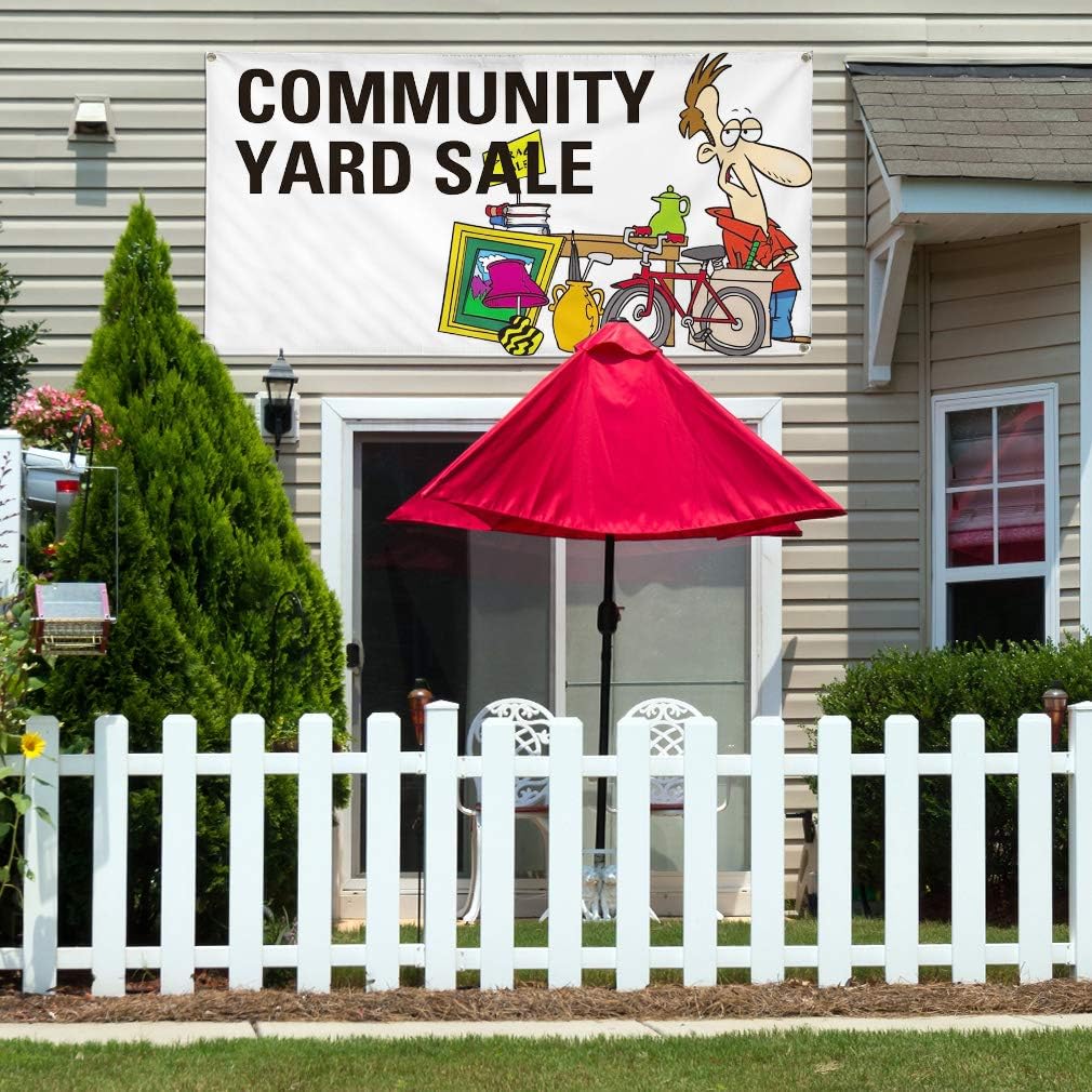Vinyl Banner Multiple Sizes Community Yard Sale B Advertising Printing Business Outdoor Weatherproof Industrial Yard Signs 4 Grommets 16x40Inches