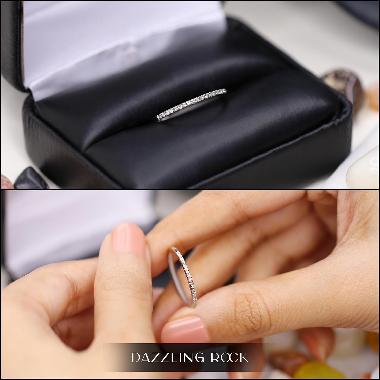 Dazzlingrock Collection 0.08 Cttw Womens Diamond Wedding Band, Real Round Natural White Diamond Dainty Minimalist Thin Stackable Ring for Her in 925 Sterling Silver